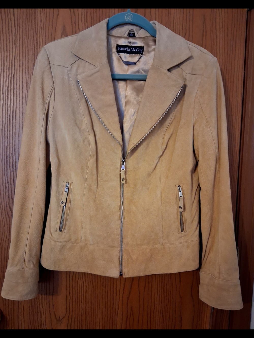 Pamela McCoy Women's Suede Zip Front Jacket - Tan Sz S